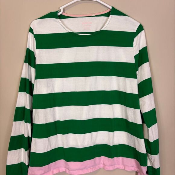 Boden Green & White Striped with Pink Stripe on Bottom Long Sleeve Top US 14 - Picture 3 of 6